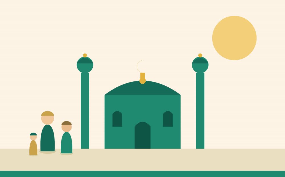 Muslim family walking to a mosque in Arkansas for Quran classes